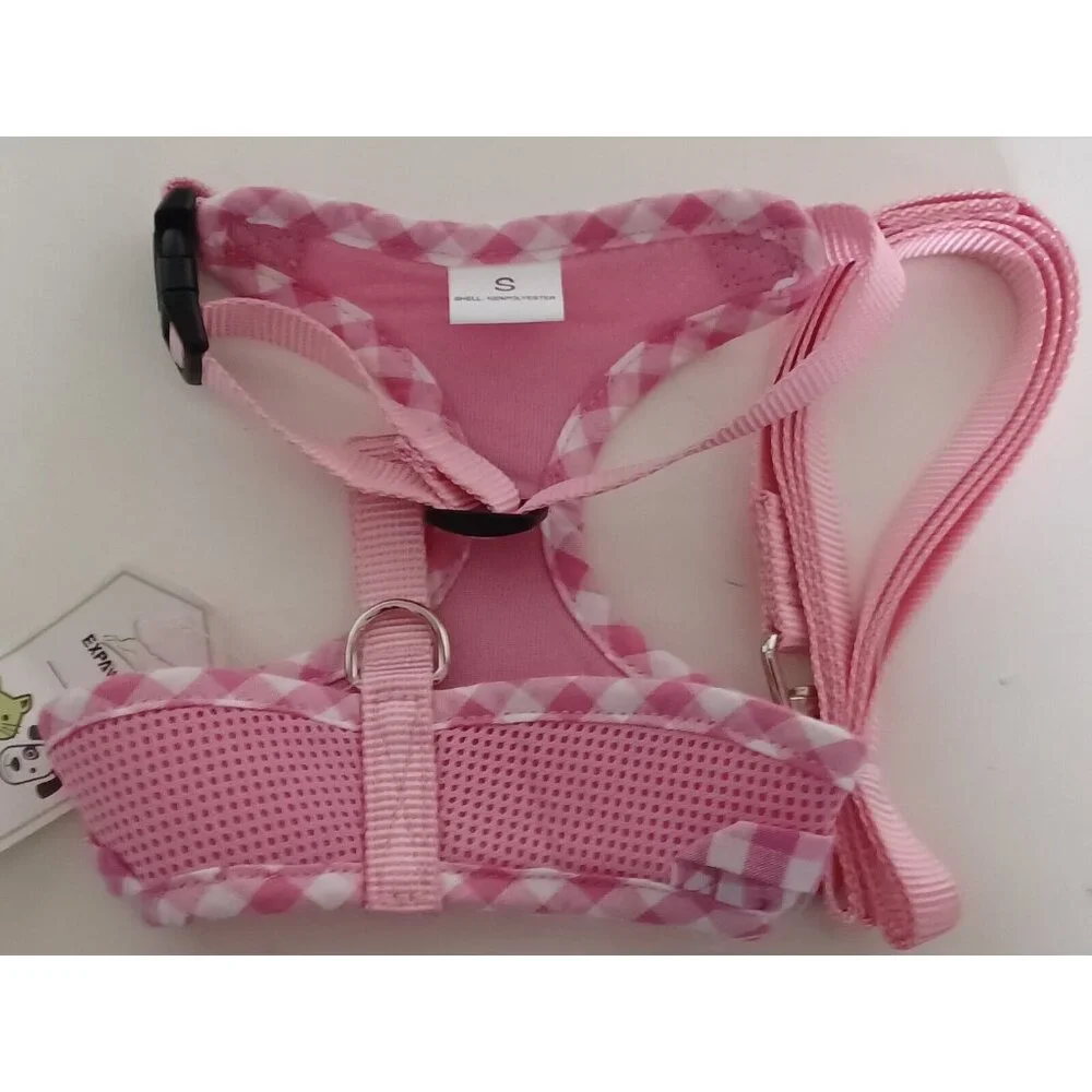 Expawlorer Pink Cat Mesh Harness With Bow & Leash, Size Small